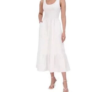 Steve Madden Women's Sleeveless Maxi Dress – Scoop Neck, White XL Cottagecore